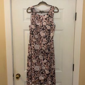 Beautiful sleeveless blue and peach dress.